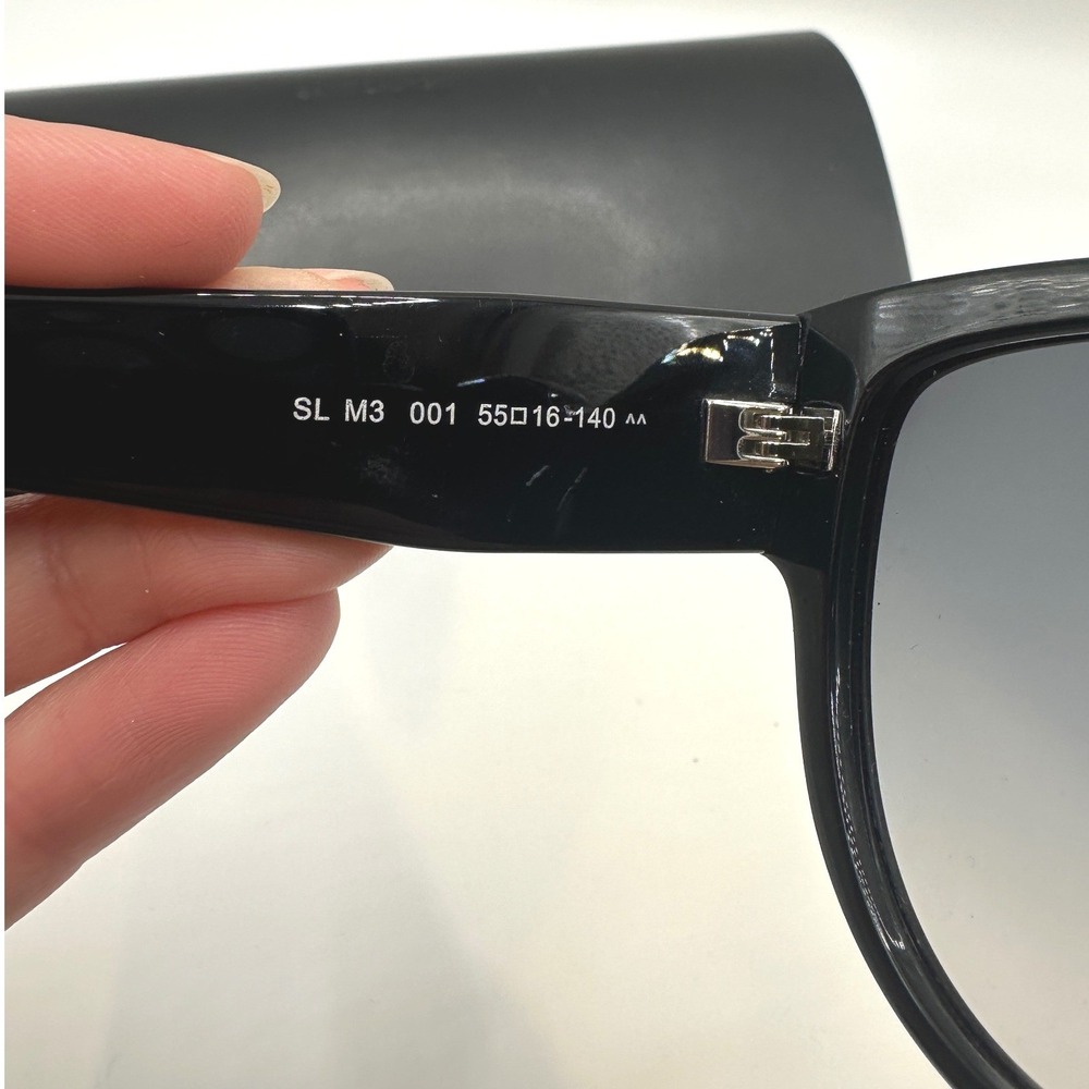 Saint Laurent SL M3 001 Black Cat Eye Sunglasses YSL Monogram Logo Italy Case - Picture 3 of 7